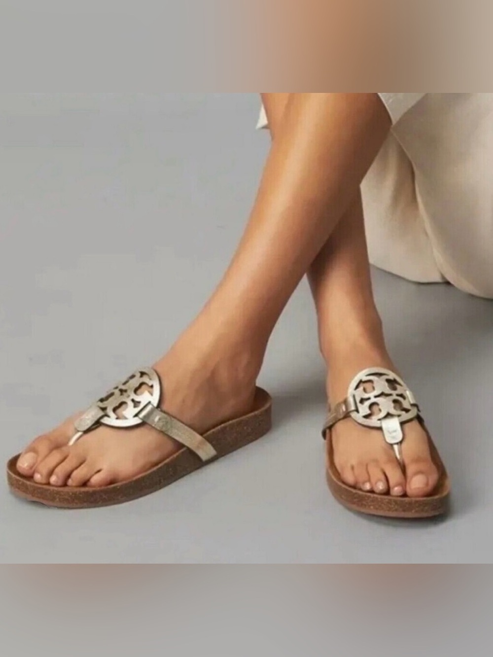 Tory Burch Gold Metallic Miller Cloud Sandals